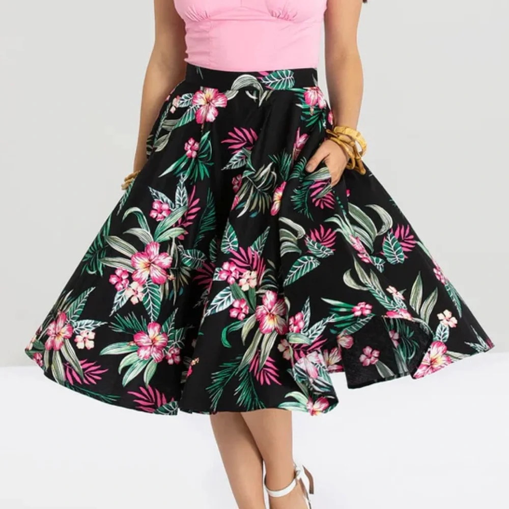 Hell Bunny Kalani 50’s Tropical Flower Pinup Swing Skirt 2X — fits 1X - Picture 10 of 15